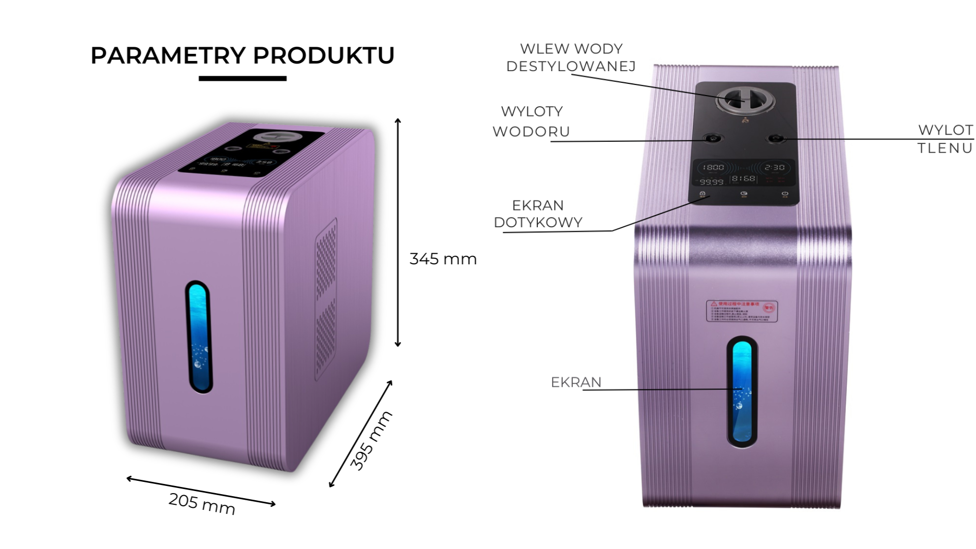 Inhalator wodoru OLV-3000 wymiary